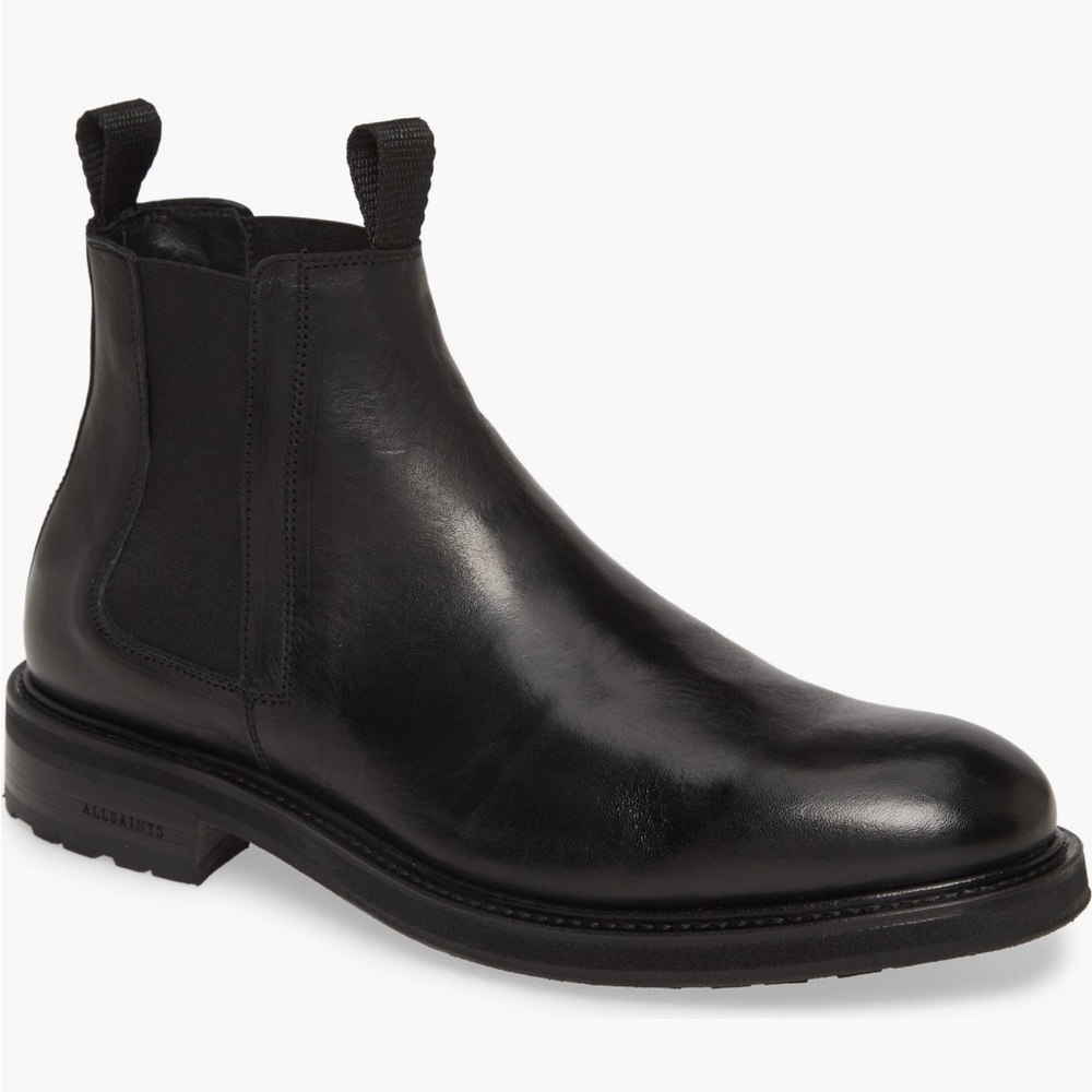 Men’s AllSaints “Brennon Chelsea boot” in black leather, US11 EU44